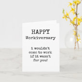 Happy Workiversary, Grappig, Jubileum Kaart (Gele Bloem)