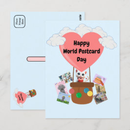 Happy World Briefkaart Day Cat in het Briefkaart