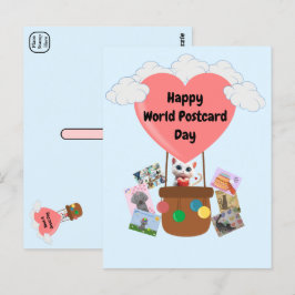 Happy World Briefkaart Day Cat in het Briefkaart