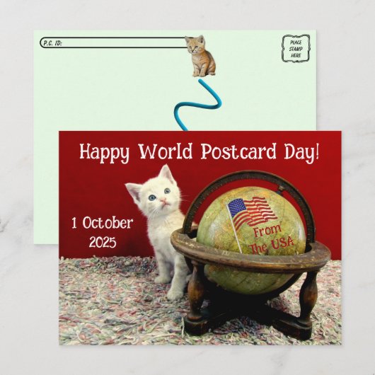 Happy World Briefkaart Day met Tuffy McStuff - Cat (Voorkant / Achterkant)