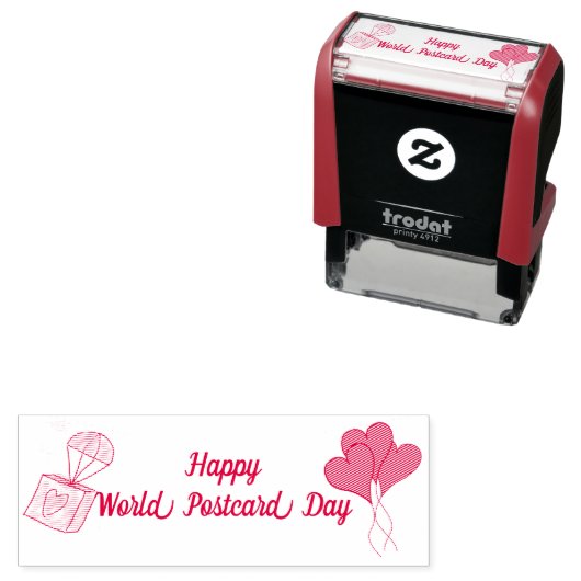 Happy World Briefkaart Day Self Inking Stamp Zelfinktende Stempel (In situ)
