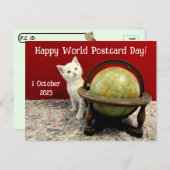 Happy World Briefkaart Day van Tuffy McStuff - Cat (Voorkant / Achterkant)