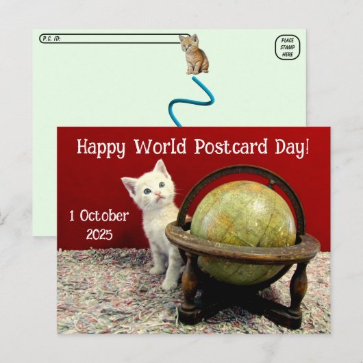 Happy World Briefkaart Day van Tuffy McStuff - Cat (Voorkant / Achterkant)