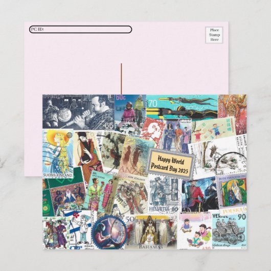 Happy World Briefkaart Day - Verzending met mensen (Voorkant / Achterkant)