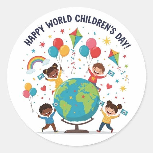 Happy World Children’s Day Celebration Sticker (Voorkant)