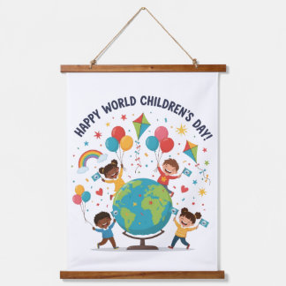 Happy World Children’s Day Wood Topped Wall Hangend Wandkleed