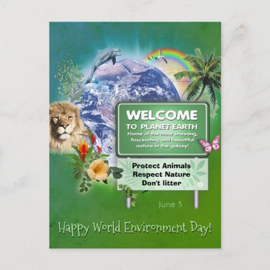 Happy World Environment Day (tekst aanpasbaar) Briefkaart (Voorkant)