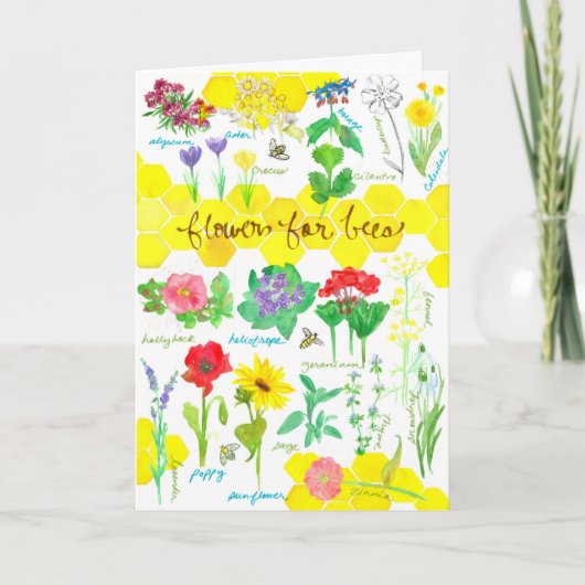 Happy World Honey Bee Day Bloemen voor Bijen Kaart (Voorkant)