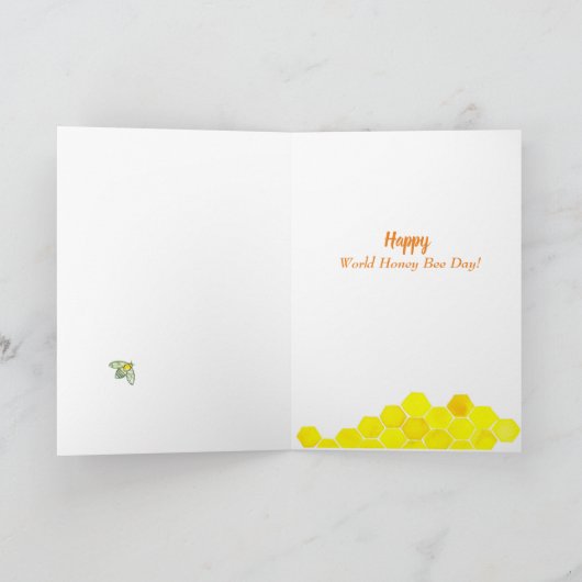 Happy World Honey Bee Day Bloemen voor Bijen Kaart (Binnen)