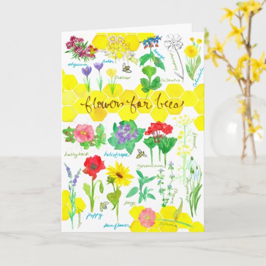Happy World Honey Bee Day Bloemen voor Bijen Kaart (Gele Bloem)