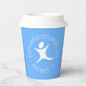 Happy World Kinderdag Blauwe Glitter Papieren Bekers (Achterkant)
