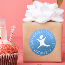 Happy World Kinderdag Blauwe Glitter