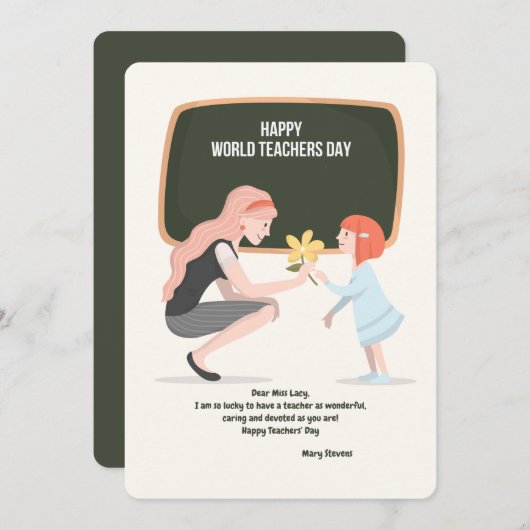 Happy World Teachers Day Card Kaart (Voorkant / Achterkant)