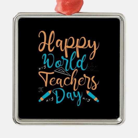 Happy World Teachers Day Metalen Ornament (Voorkant)