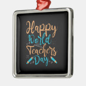 Happy World Teachers Day Metalen Ornament (Links)