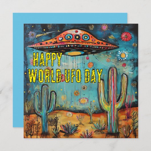 Happy World UFO Day Kaart (Voorkant / Achterkant)