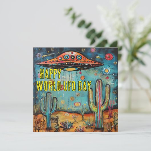 Happy World UFO Day Kaart (Staand voorkant)
