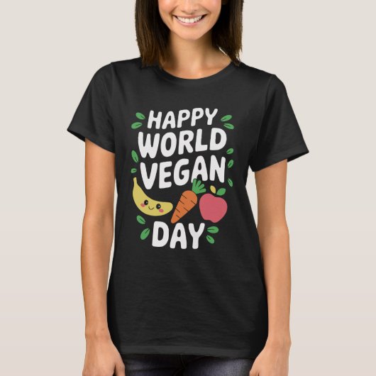 Happy World Vegan Day T-shirt (Voorkant)