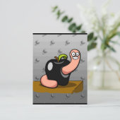 Happy Worm in Black Apple Briefkaart (Staand voorkant)