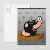 Happy Worm in Black Apple Briefkaart (Voorkant / Achterkant)