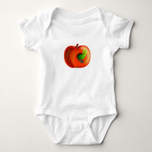 Happy Worm in Red Apple Baby Bodysuit - Fun