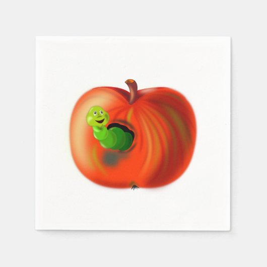 Happy Worm in Red Apple Servet (Voorkant)