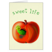 Happy Worm in Red Apple Sweet Life Kaart Fun (Voorkant)