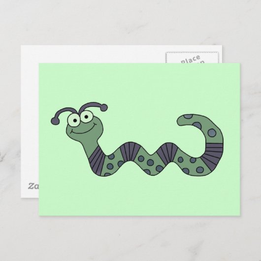 Happy Worm Tshirts en cadeautjes Briefkaart (Voorkant / Achterkant)