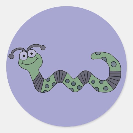 Happy Worm Tshirts en cadeautjes Ronde Sticker (Voorkant)