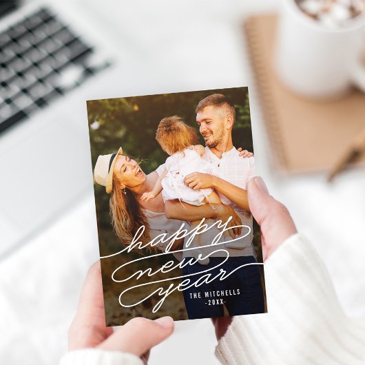 Happy Writing EDITABLE COLOR-kaarten van nieuw jaa Feestdagenkaart