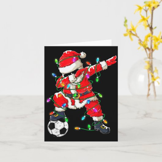Happy Xmas Dabbing Santa Soccer Christmas Pajamas Kaart (Gele Bloem)