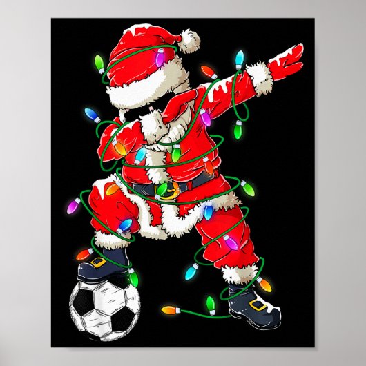 Happy Xmas Dabbing Santa Soccer Christmas Pajamas  Poster (Voorkant)