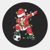 Happy Xmas Dabbing Santa Soccer Christmas Pajamas  Ronde Sticker (Voorkant)