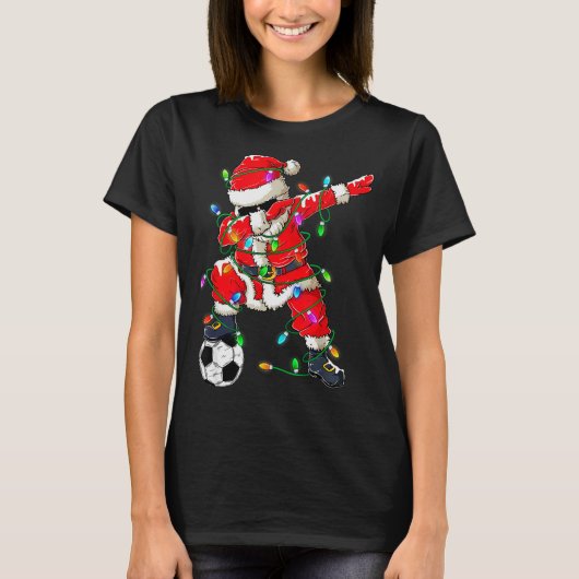 Happy Xmas Dabbing Santa Soccer Christmas Pajamas T-shirt (Voorkant)