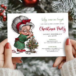 Happy Xmas Grandma Cute Cartoon Party Invitation Kaart