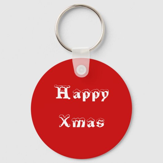 Happy Xmas. Red en White. Custom Sleutelhanger (Voorkant)