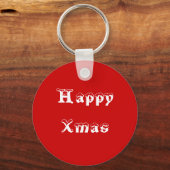Happy Xmas. Red en White. Custom Sleutelhanger (Voorkant)