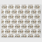 Happy Xmas Schattige Cat Kitten Christmas Cadeaupapier (Vlak)