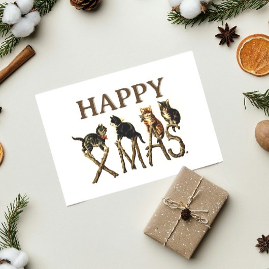  Happy Xmas Schattige Cat Kitten Christmas Feestdagenkaart