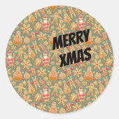 Happy Xmas symbolen Ronde Sticker (Voorkant)