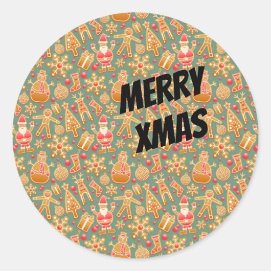 Happy Xmas symbolen Ronde Sticker (Voorkant)