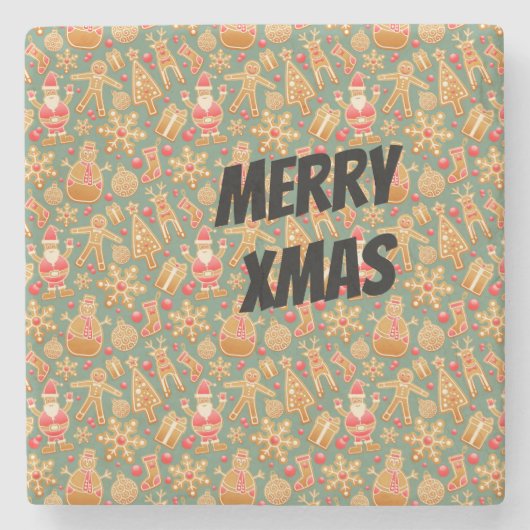 Happy Xmas symbolen Stenen Onderzetter (Voorkant)