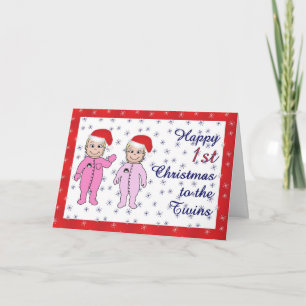 Happy Xmas tweeling meisjes Feestdagen Kaart