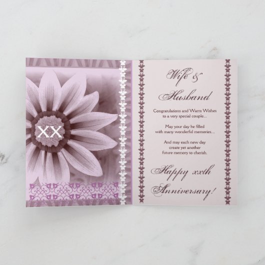 Happy xxth Year Jubileum LAVENDEL Flower Kaart (Binnen)