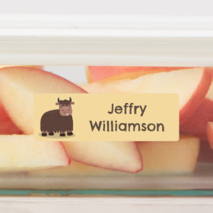 Happy Yak het eten van gras cartoon gepersonalisee Labels