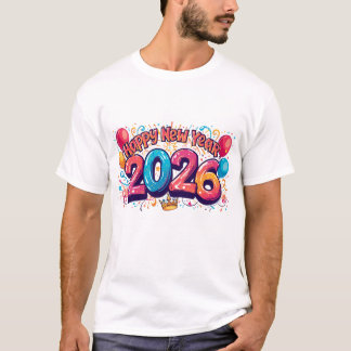 Happy Year 2026 Colorful Celebration Balloons Part T-shirt