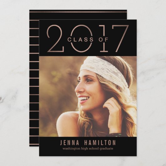 Happy Year EDITABLE COLOR Afstuderen Aankondiging (Voorkant / Achterkant)