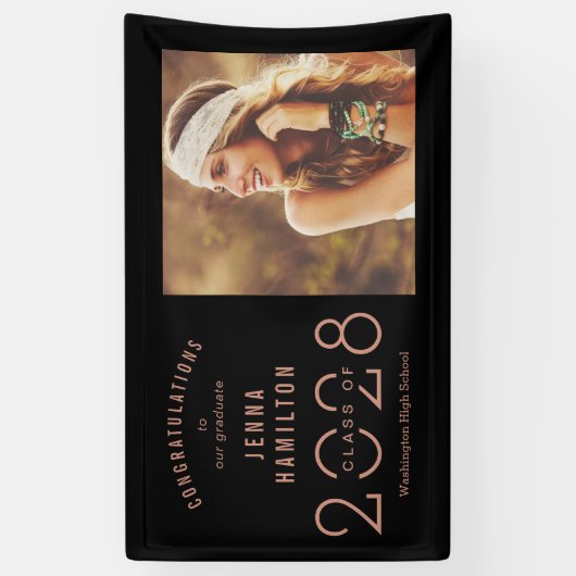 Happy Year EDITABLE COLOR Photo Afstuderen Banner (Verticaal)