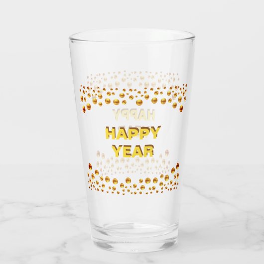 Happy Year en Golden Confetti Glas (Achterkant)