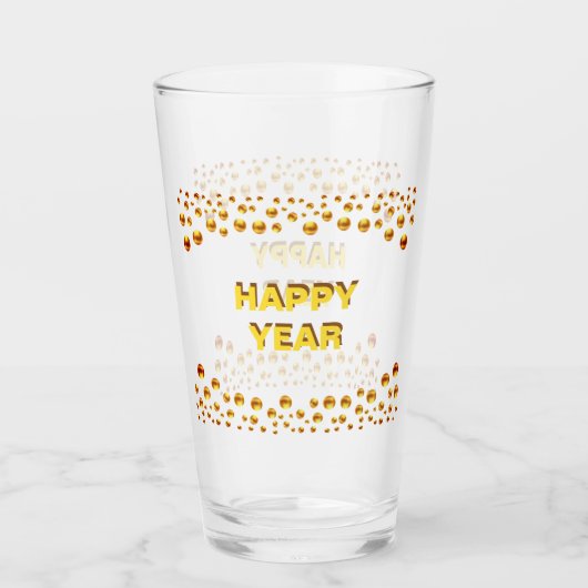 Happy Year en Golden Confetti Glas (Voorkant)